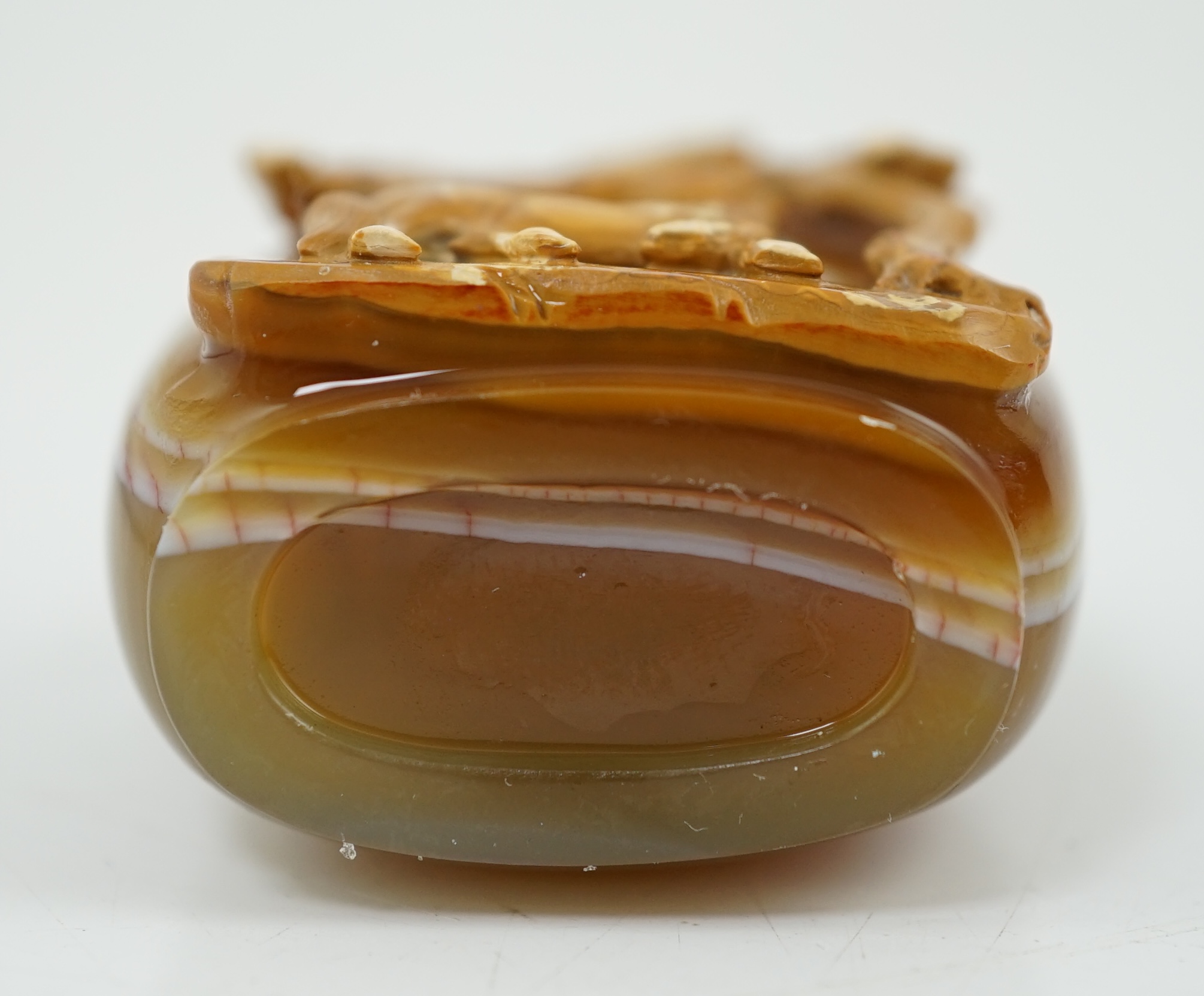 A good Chinese cameo chalcedony 'horse and monkey' snuff bottle, 19th century